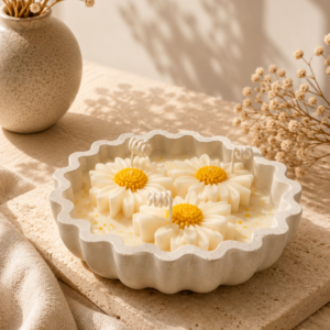 Handmade Daisy Soy Wax Candle in Decorative Bowl