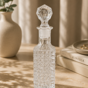 Handmade Diamond Cut Glass Perfume Bottle with Stopper